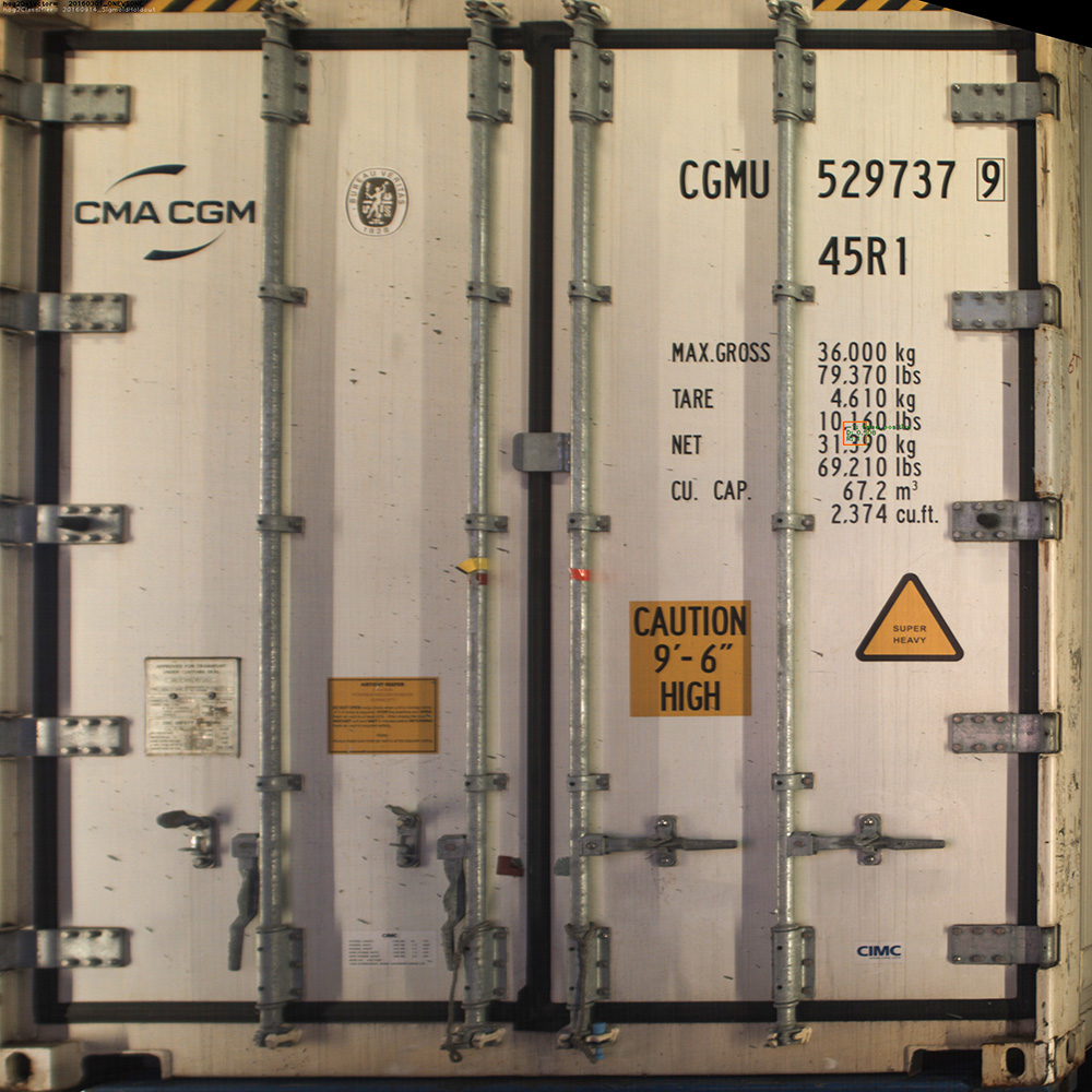 Area scan of container rear door